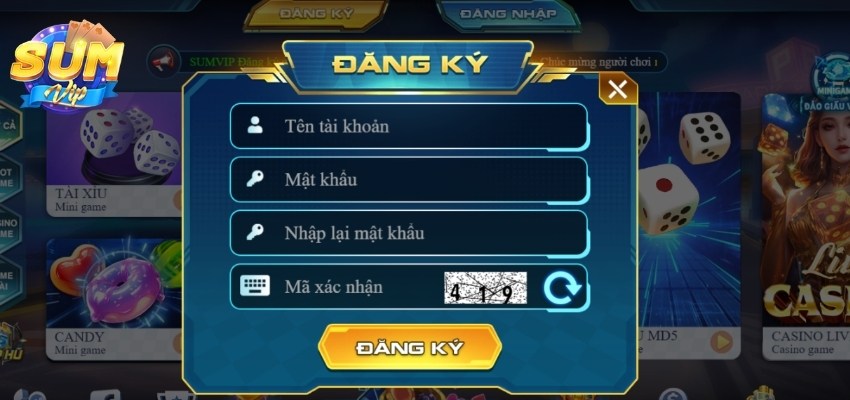 Đăng ký tài khoản Sumvip rất dễ dàng cho Newbie